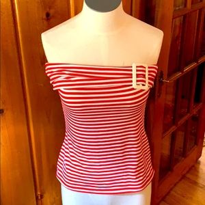Strapless stripes top